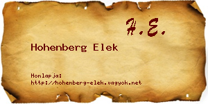 Hohenberg Elek névjegykártya